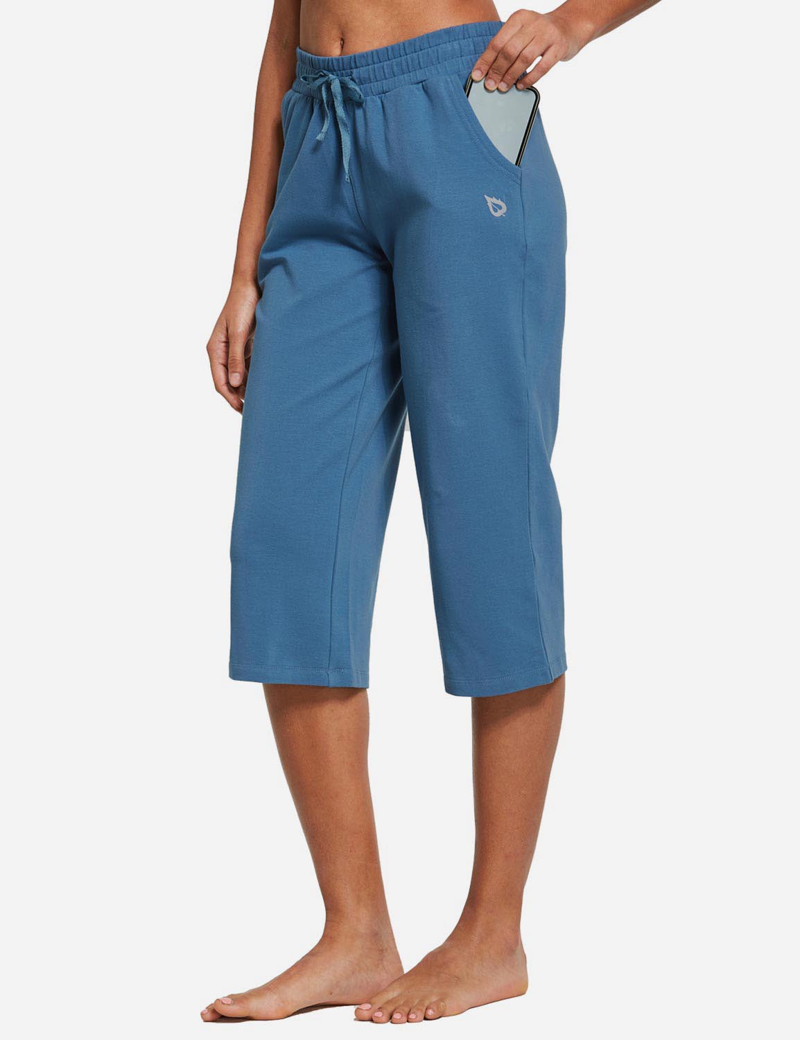 Baleaf Women's 20'' High Rise Drawcord Loose Fit Pocketed Sweatpants abh107 Copen Blue Side