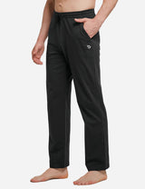 Baleaf Mens Elastic Waistband Loose Fit Side Pocketed Jogger Pants abh146 Black Front