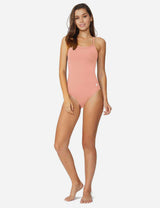 Baleaf Women's Semi-Open V-Back One Piece Pool Side Swimsuit acg011 Strawberry Cream Full