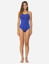 Baleaf Women's Semi-Open V-Back One Piece Pool Side Swimsuit acg011 Royal Blue Full