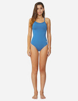 Baleaf Women's Semi-Open V-Back One Piece Pool Side Swimsuit acg011 Sky Blue Full