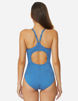 Baleaf Women's Semi-Open V-Back One Piece Pool Side Swimsuit acg011 Sky Blue Back