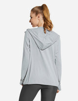 Baleaf Women's UPF50+ Full-Zip Long Sleeved Hoodie w Thumbholes acg057 Gray Back