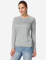 Baleaf Women's UPF50+ Loose Fit Crew Neck Casual Long Sleeved Shirt aga001 Gray Side