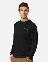 #Baleaf Men's UPF50+ Long Sleeved Loose Fit Casual T-Shirt	aga002 Black Side