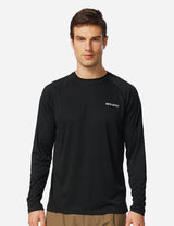 #Baleaf Men's UPF50+ Long Sleeved Loose Fit Casual T-Shirt aga002 Black Front