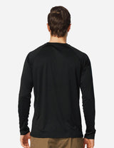 #Baleaf Men's UPF50+ Long Sleeved Loose Fit Casual T-Shirt aga002 Black Back