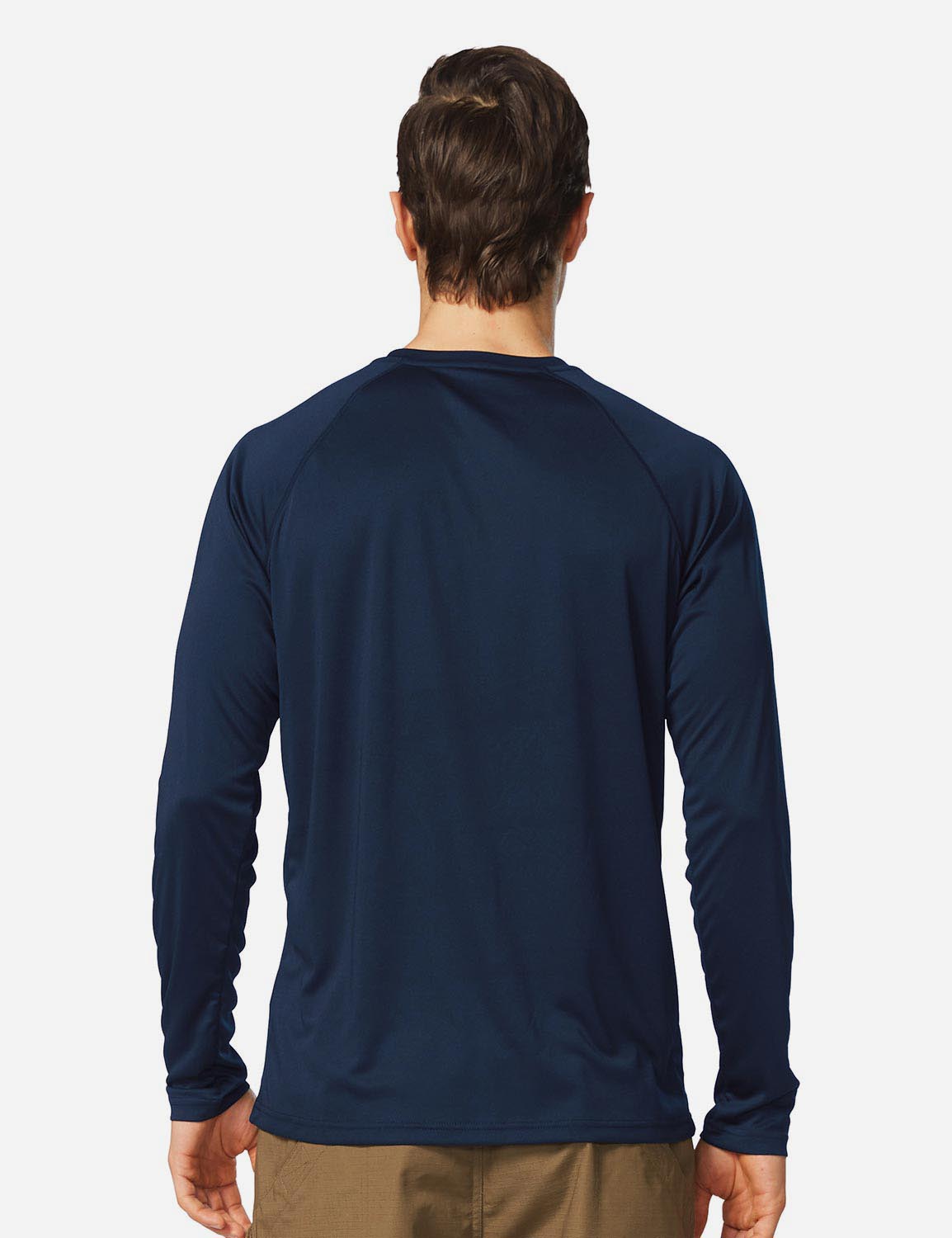 #Baleaf Men's UPF50+ Long Sleeved Loose Fit Casual T-Shirt aga002 Dark Blue Back