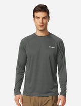 #Baleaf Men's UPF50+ Long Sleeved Loose Fit Casual T-Shirt aga002 Deep Gray Front