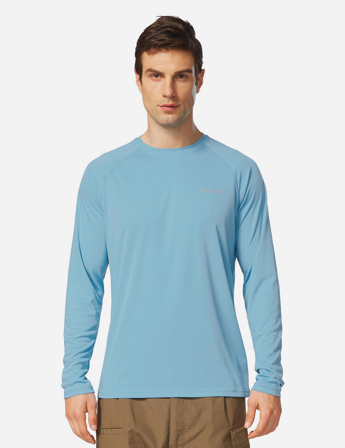 #Baleaf Men's UPF50+ Long Sleeved Loose Fit Casual T-Shirt aga002 Blue Front