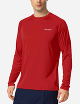 #Baleaf Men's UPF50+ Long Sleeved Loose Fit Casual T-Shirt Tomato Side