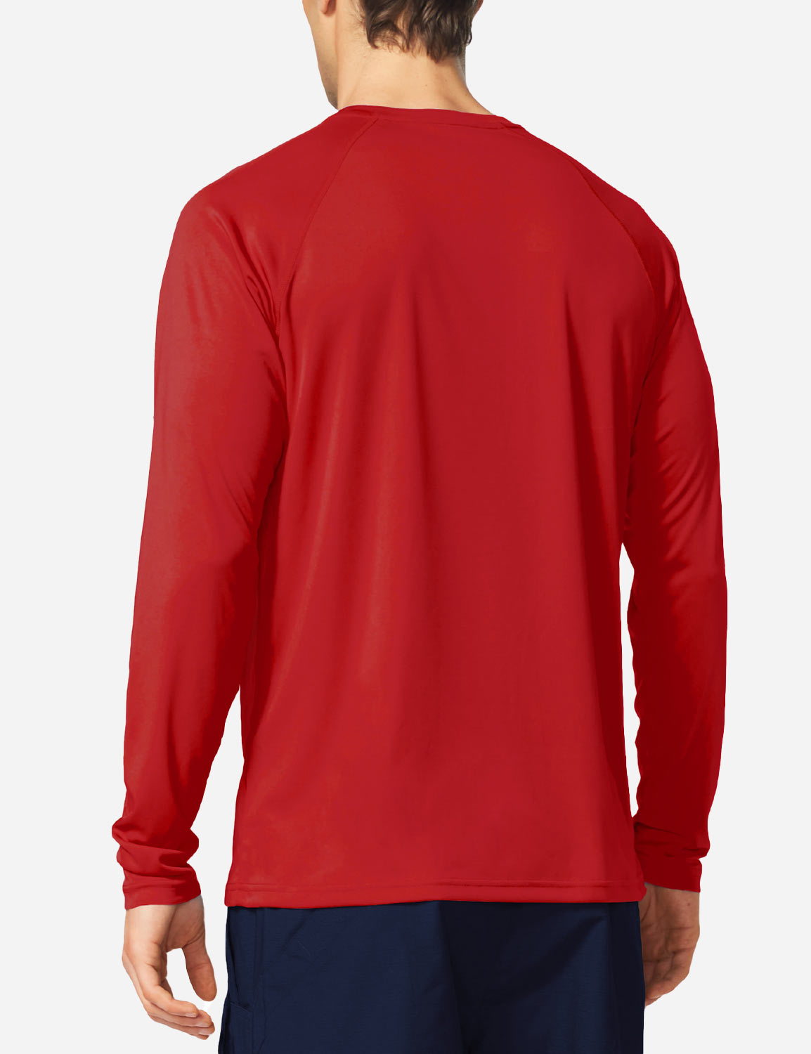 #Baleaf Men's UPF50+ Long Sleeved Loose Fit Casual T-Shirt Tomato Back