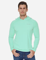 Baleaf Men's UPF50+ Hooded & Thumbhole Comfort Fit Long Sleeved Shirt aga030 Light Green Front