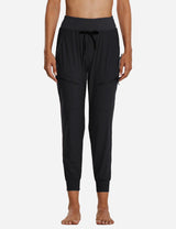 Baleaf Women 26???UPF50+ Waterproof Taper Legged Pocketed Outdoor Pants agb052 Black Front