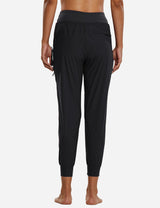 Baleaf Women 26???UPF50+ Waterproof Taper Legged Pocketed Outdoor Pants agb052 Black Back