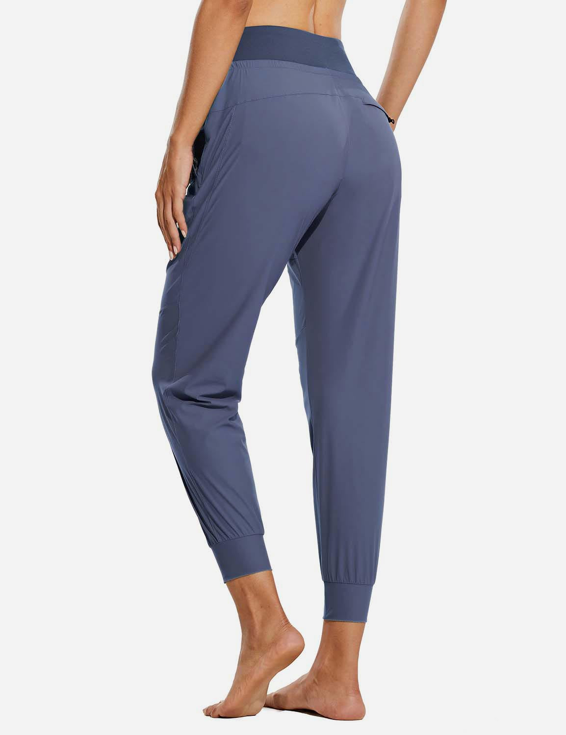 Baleaf Women 26???UPF50+ Waterproof Taper Legged Pocketed Outdoor Pants agb052 Blue Back