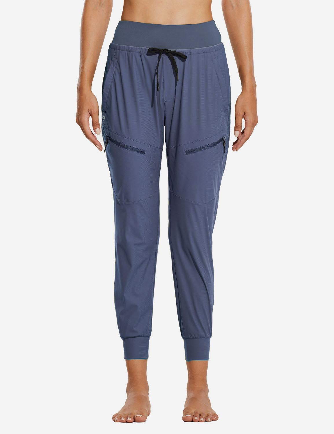 Baleaf Women 26???UPF50+ Waterproof Taper Legged Pocketed Outdoor Pants agb052 Blue Front