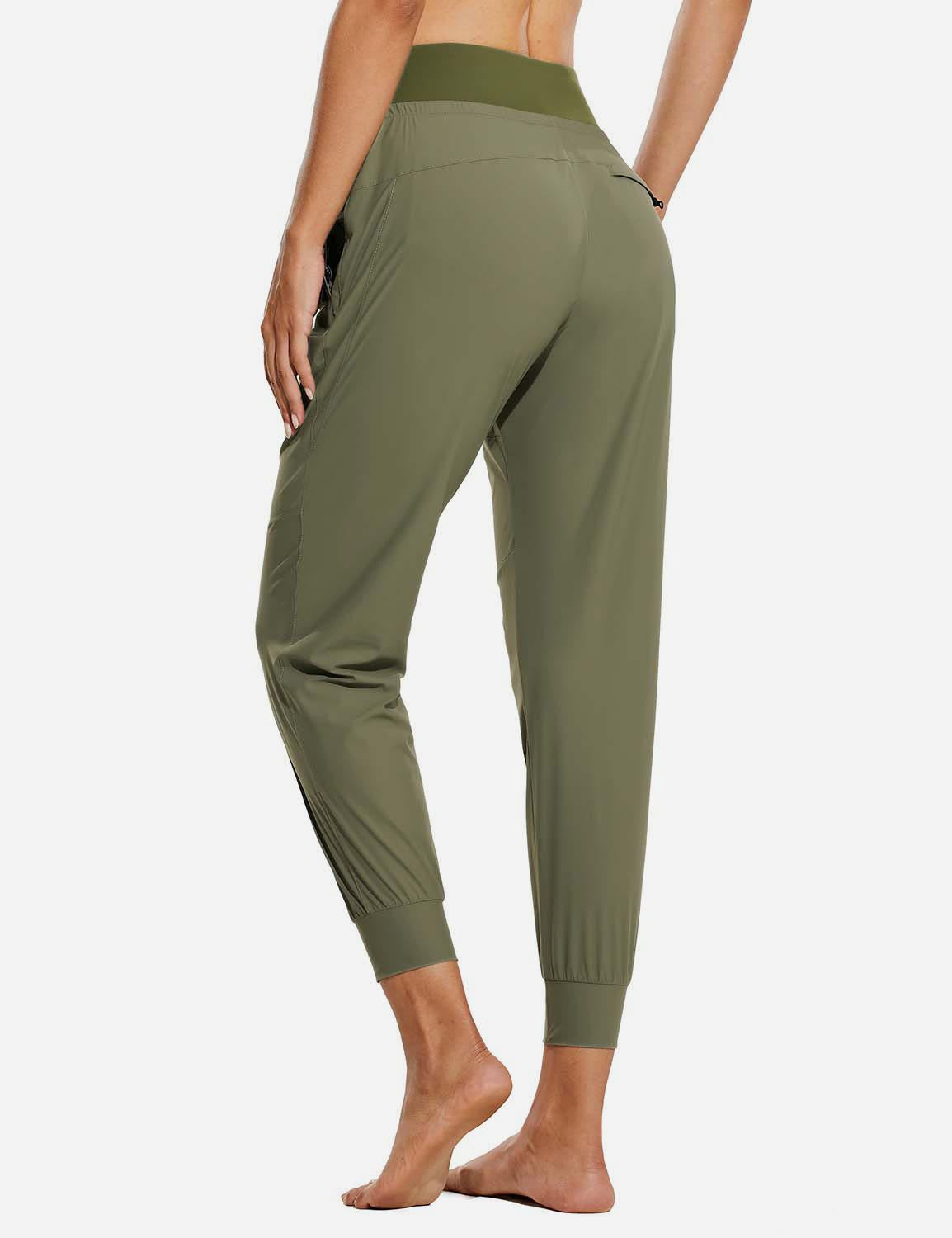 Baleaf Women 26???UPF50+ Waterproof Taper Legged Pocketed Outdoor Pants agb052 Green Back