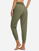 Baleaf Women 26???UPF50+ Waterproof Taper Legged Pocketed Outdoor Pants agb052 Green Back