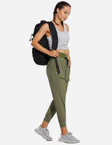 Baleaf Women 26???UPF50+ Waterproof Taper Legged Pocketed Outdoor Pants agb052 Green Full