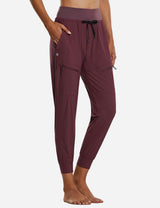 Baleaf Women 26???UPF50+ Waterproof Taper Legged Pocketed Outdoor Pants agb052 Red Wine Side