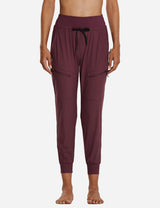 Baleaf Women 26???UPF50+ Waterproof Taper Legged Pocketed Outdoor Pants agb052 Red Wine Front