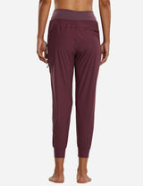 Baleaf Women 26???UPF50+ Waterproof Taper Legged Pocketed Outdoor Pants agb052 Red Wine Back