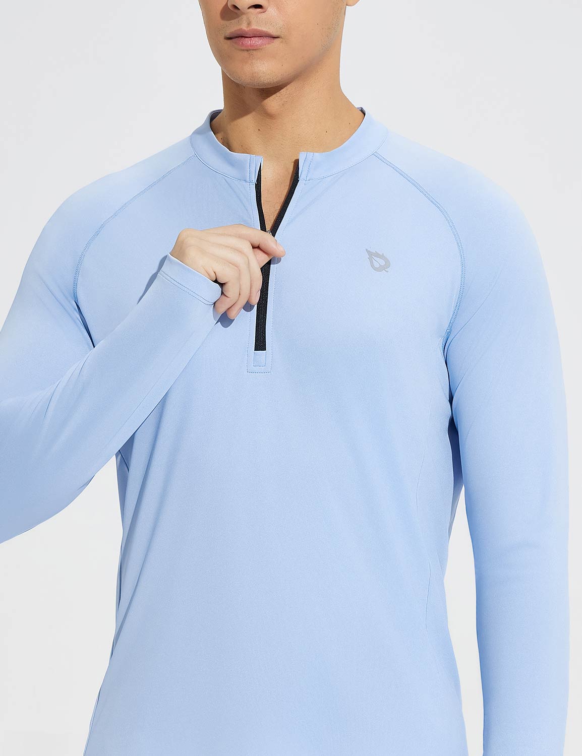 Baleaf Men's Crewneck UPF 50+ Half-Zip Long Sleeve Kentucky Blue Details