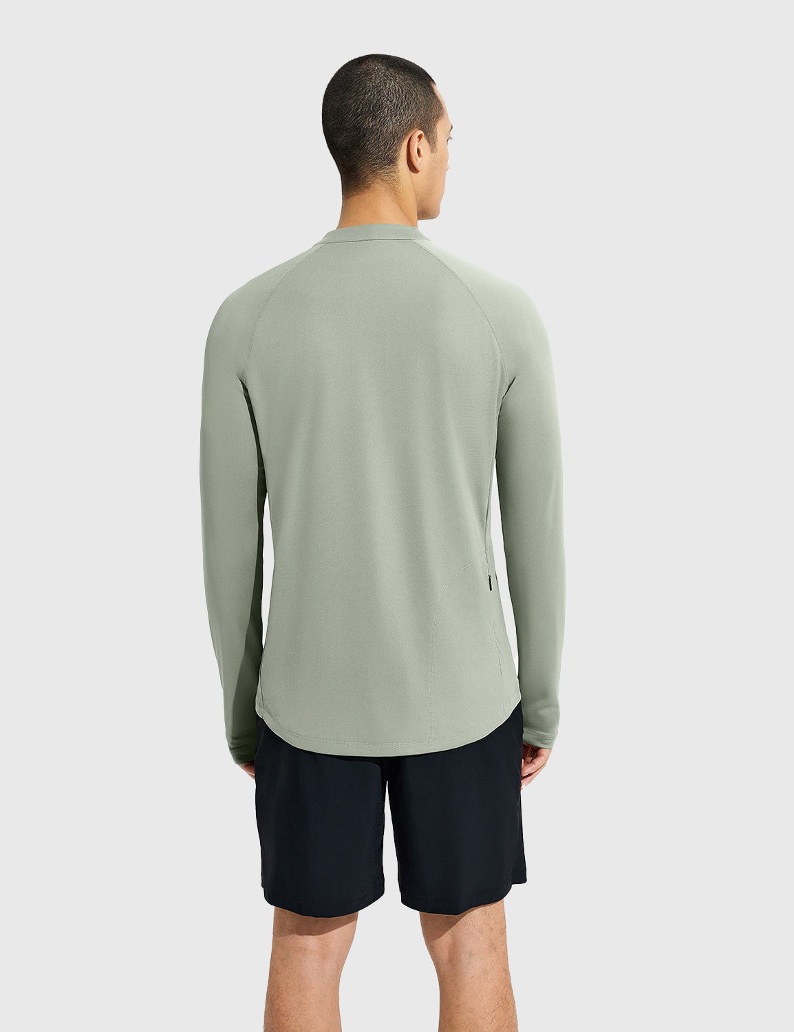 Baleaf Men's Crewneck UPF 50+ Half-Zip Long Sleeve Chinchilla Back