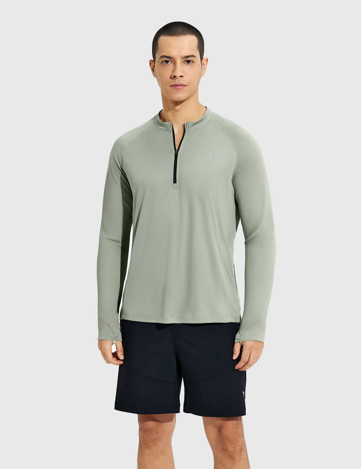 Baleaf Men's Crewneck UPF 50+ Half-Zip Long Sleeve Chinchilla Main