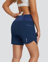 Baleaf Women's Lightweight 2 In 1 Padded Trail Shorts Estate Blue Back