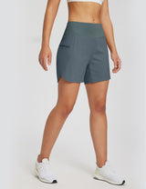 Baleaf Women's Lightweight 2 In 1 Padded Trail Shorts Ebony Side