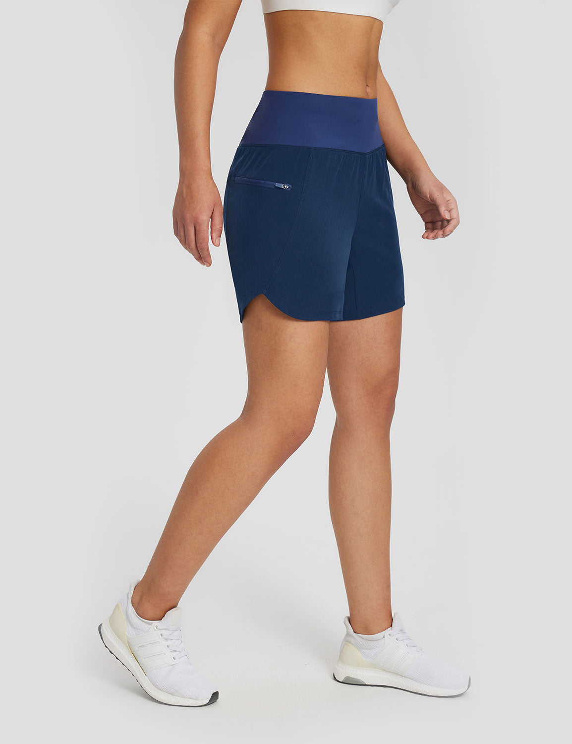 Baleaf Women's Lightweight 2 In 1 Padded Trail Shorts Estate Blue Side