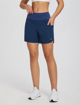 Baleaf Women's Lightweight 2 In 1 Padded Trail Shorts Estate Blue Main