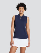 Baleaf Women's V-Neck Sleeveless Quarter-Zip Knit Polo Dark Sapphire Main