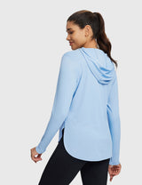 Baleaf Women's Rounded Hem Hooded Long Sleeve Kentucky Blue Back