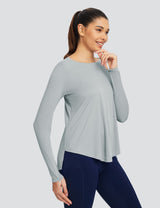 Baleaf Women's UPF 50+ Crew Neck Loose Fit Long Sleeve High-Rise Side