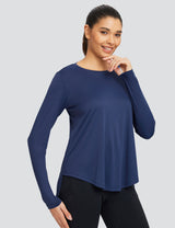 Baleaf Women's UPF 50+ Crew Neck Loose Fit Long Sleeve Estate Blue Side