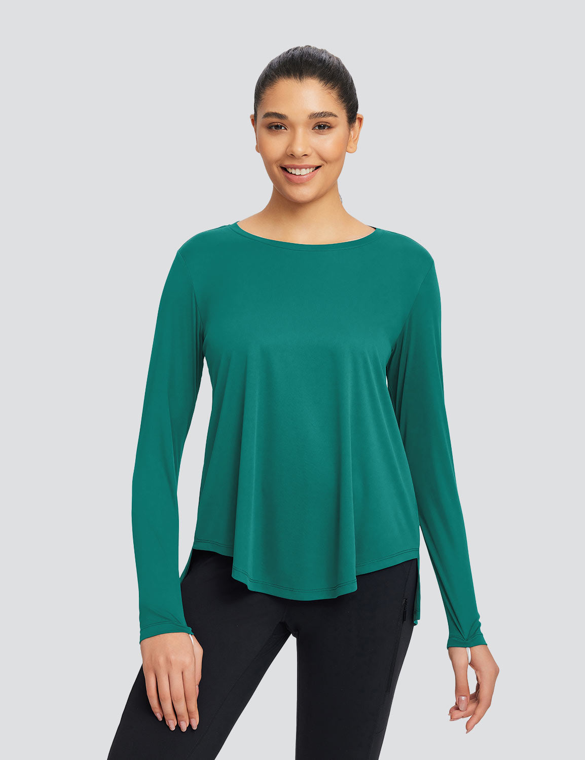 Baleaf Women's UPF 50+ Crew Neck Loose Fit Long Sleeve Teal Green Main