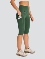 Baleaf Women's High-Rise Breathable Hiking Leggings Rifle Green Side