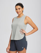 Baleaf Women's Quick Dry Crew Neck Tank Top Limestone Side