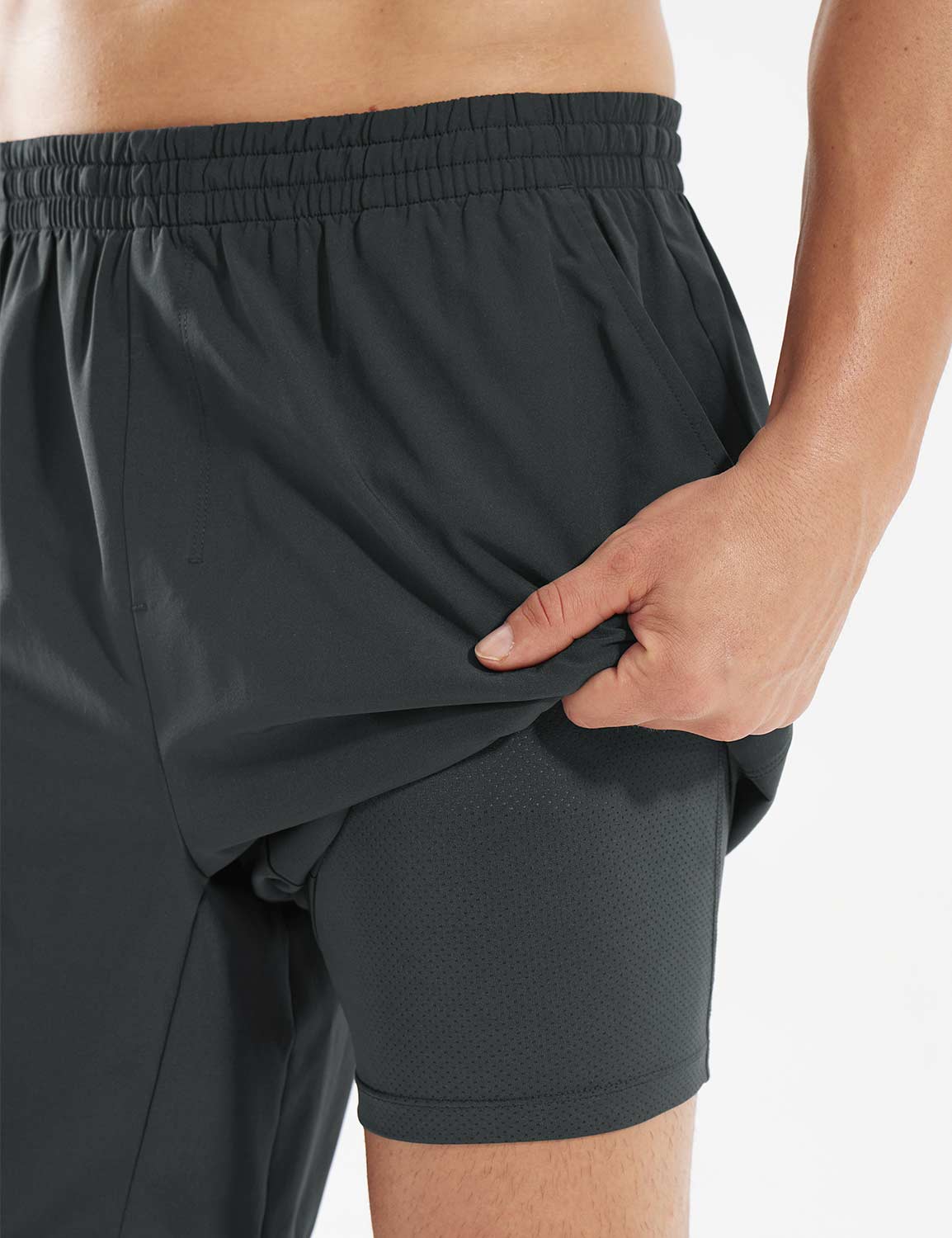 Baleaf Men's UPF 50+ Quick-Dry Sun Protection Shorts Ebony with Liner Shorts