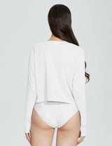 Baleaf Women's UPF 50+ Tie-Up Short Jacket Lucent White Back