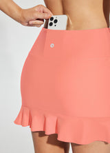 Baleaf Women's Chlorine-resistant High-Rise Swim Skort Burnt Coral Details