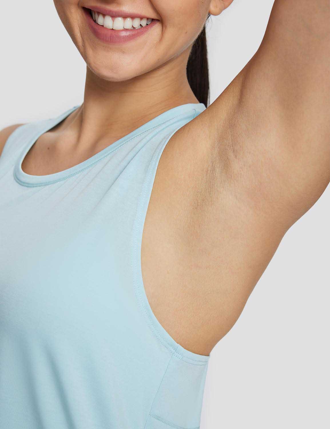 Baleaf Women's Scoop Neck Workout Tank Top Pastel Blue Details