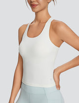 Baleaf Women's Low Impact Tank Top with Built in Bra Star White Side