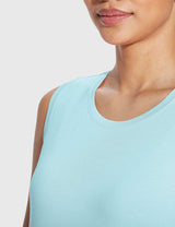 Baleaf Women's Crew Neck Medium-Length Tank Top Pastel Blue Details