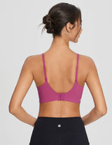 Baleaf Women's Y-Back Low Strength Bra Cactus Flower Back