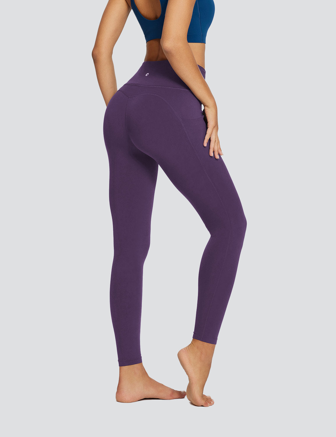 Baleaf Women's High-Rise Quick-Dry Leggings Shadow Purple Back