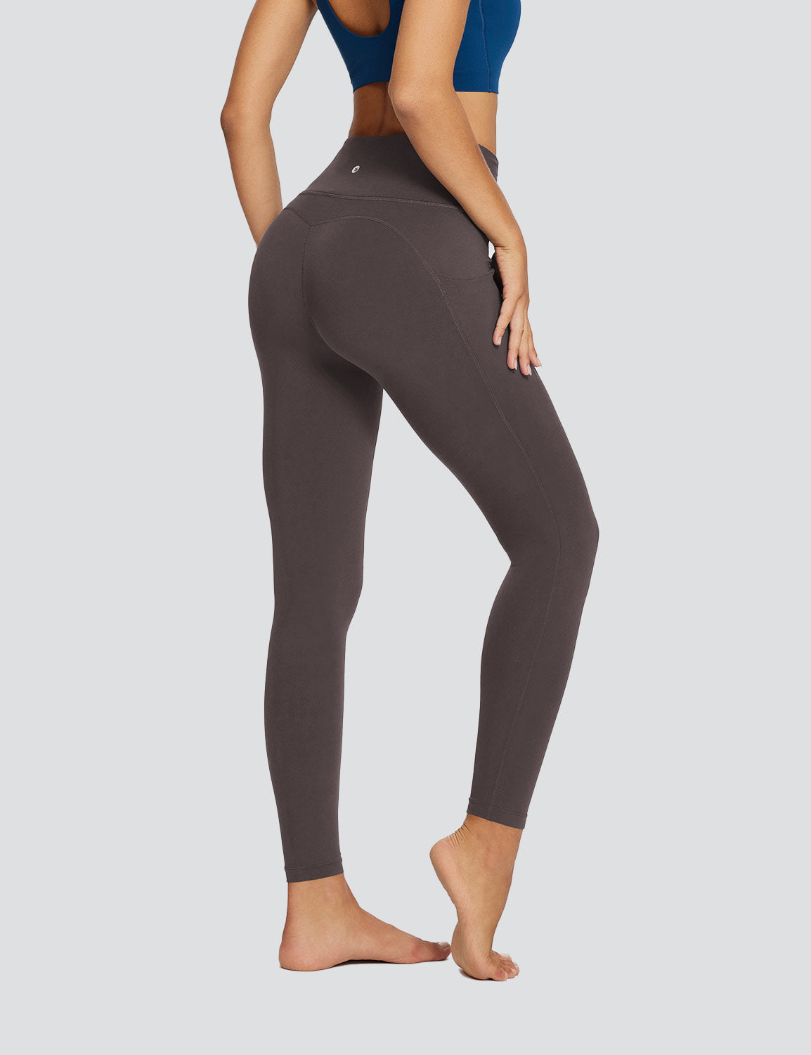 Baleaf Women's High-Rise Quick-Dry Leggings Seal Brown Back